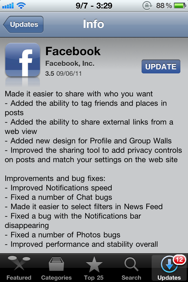 تحديث لتطبيق Facebook و Goole+ علي الأيفون